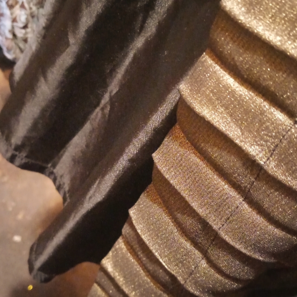 Black and Gold Shimmer Skirt Pleated Small Lightly See-thr